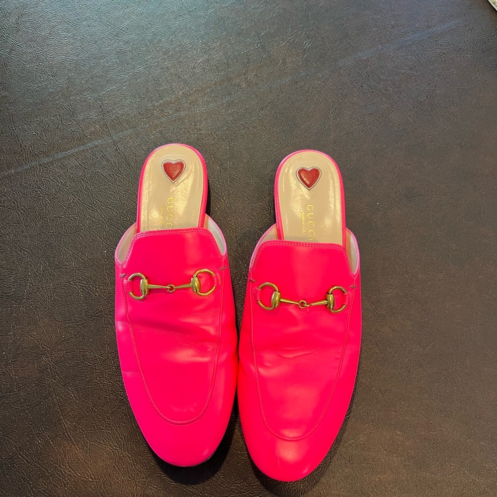 Gucci Princetown Loafers Mules Fucsia Pink 38 Women Leather